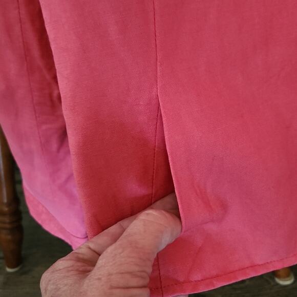 Harve Benard Pink Long Sleeve Blazer Size Med Linen Blend Button Front Lined - Picture 7 of 10